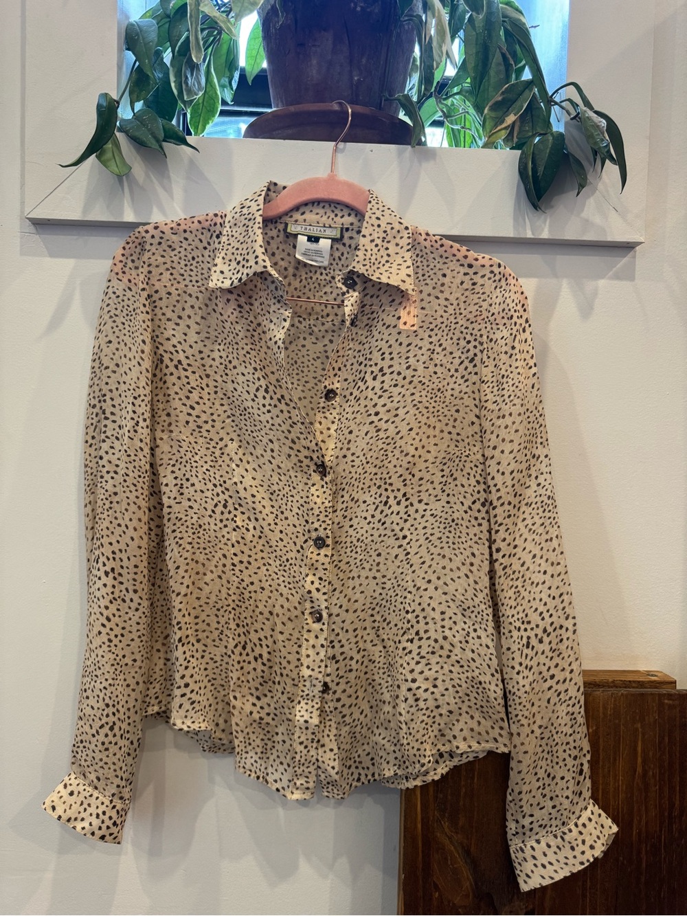 Leopard Print Silk Blouse - Cream